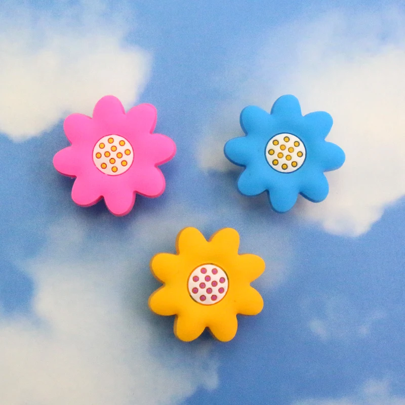 Soft Gum Colorful Sunflower Kids Nursery Room Furniture Knobs Drawer Dresser Pull Handle