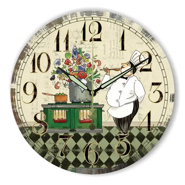 Cocina Reloj de Pared Con Esfera Del Reloj A Prueba de agua de dibujos