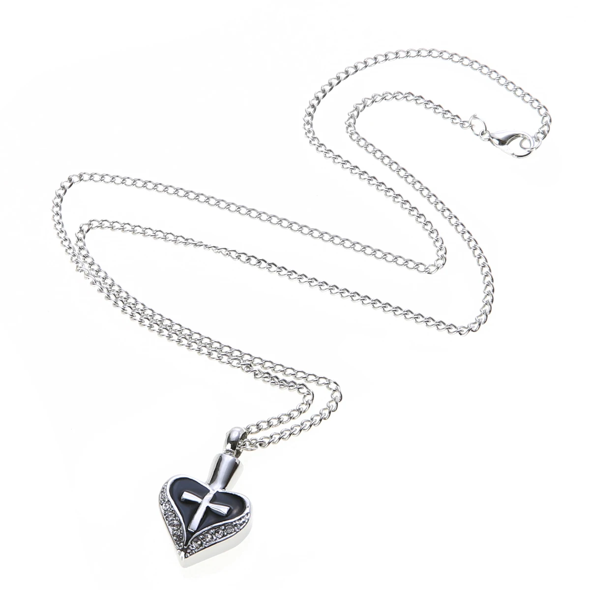 Vintage Ash Holder Mini Keepsake Necklaces Fashion Urn Cremation Crystal Cross Hearts Pendant Necklaces For Women Jewelry