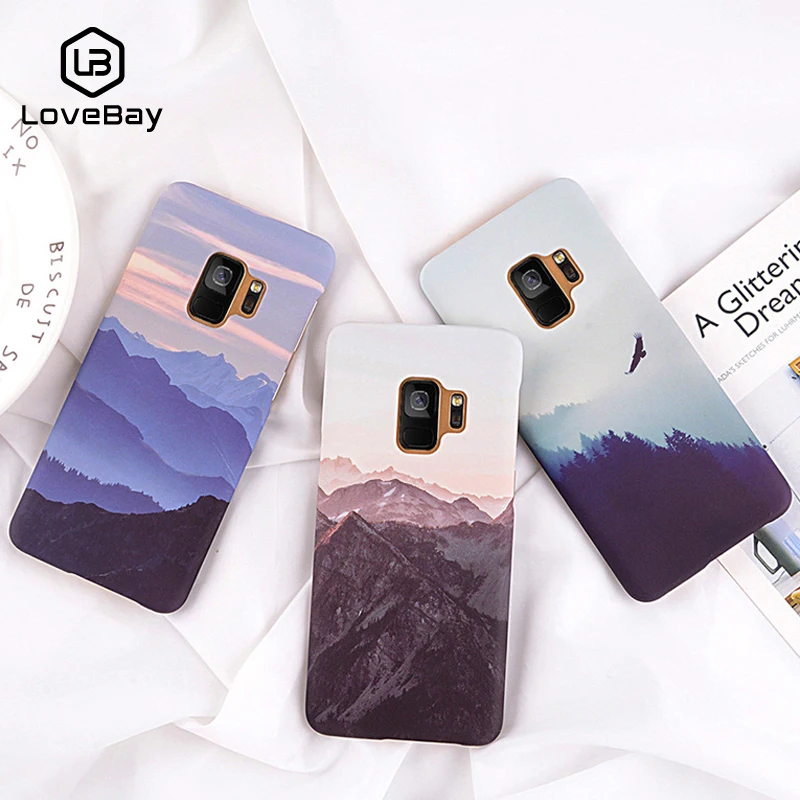 

Lovebay Phone Case For Samsung Galaxy Note 8 9 S8 S9 Plus Mountain Peak Forest Landscape Hard PC Back Cover Cases For S7 Edge