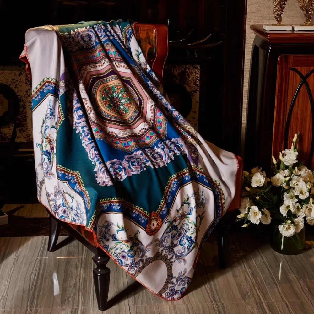 

European Geometry Throw Blanket Sofa Decorative Slipcover Cobertor on Sofa Beds Plane Travel Plaid Non-slip Stitching Blankets