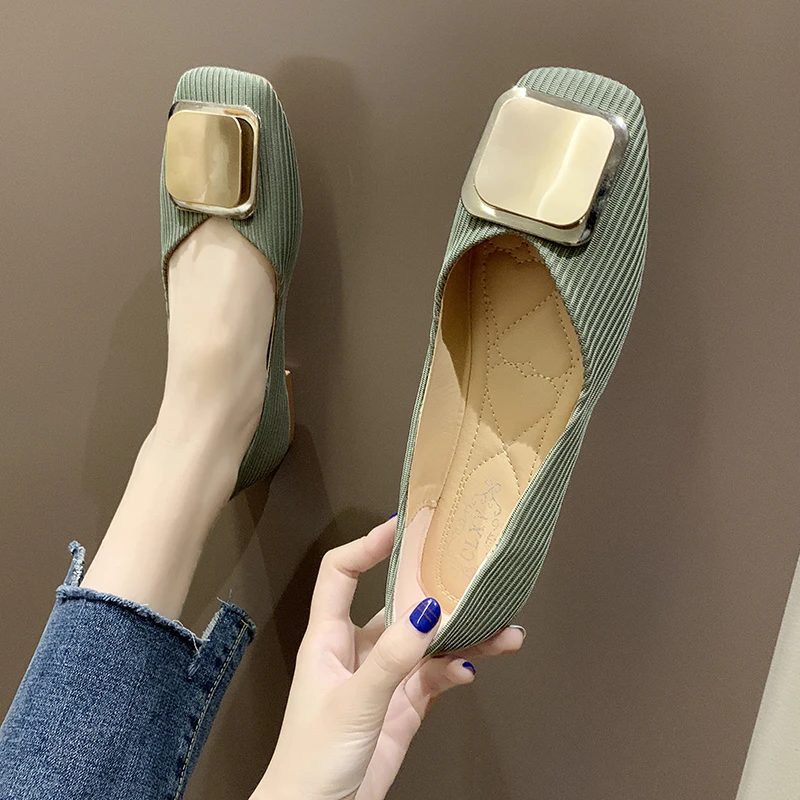 

2019 Spring Autumn Women Flat Shoes Loafers Women Slip on Loafers Ladies Casual Shoes Comfortable with Square Buckle