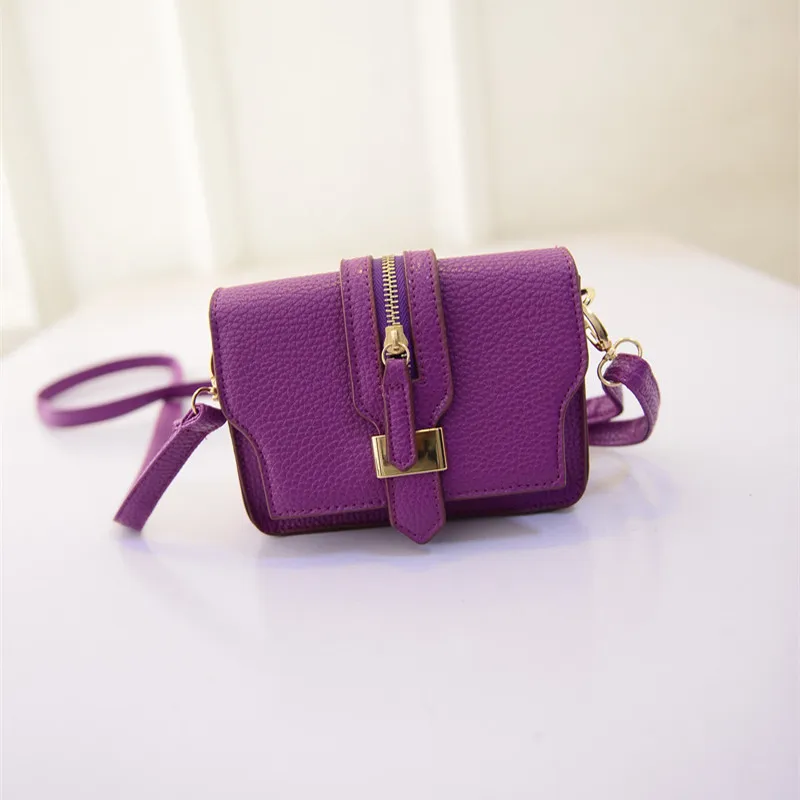 2015 new arrival women handbags purple pu candy color bags ladies small
