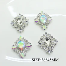Lkeran 5 pces/35*40mm metal diamante fivela botões de liga acrílico strass botões para roupas artesanato costura acessórios