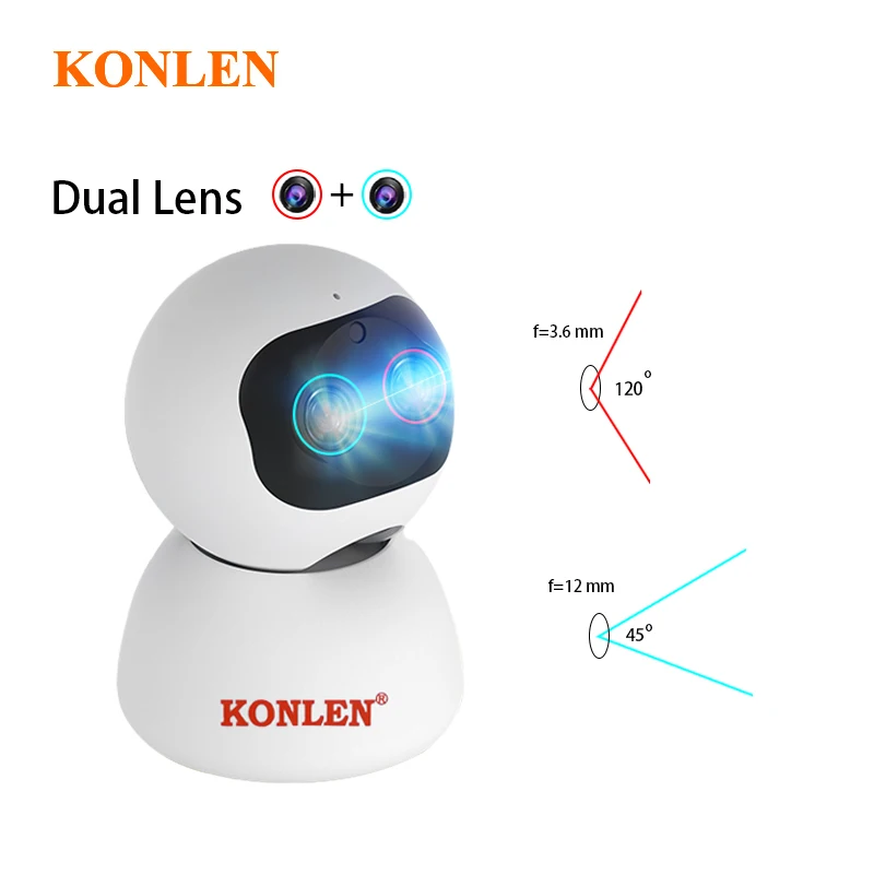 KONLEN двойной объектив ip-камера wifi Smart Auto Tracking PTZ Zoom 1080P HD беспроводной видео детский монитор для домашнего видеонаблюдения