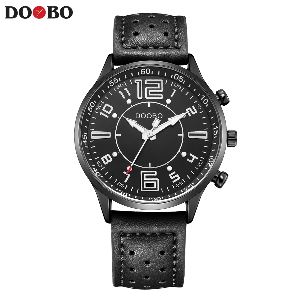 TEND Luxury Brand Men Analog Leather Sports Watches Men's Army Military Watch Male Date Quartz Clock Relogio Masculino Top - Цвет: D031 black black