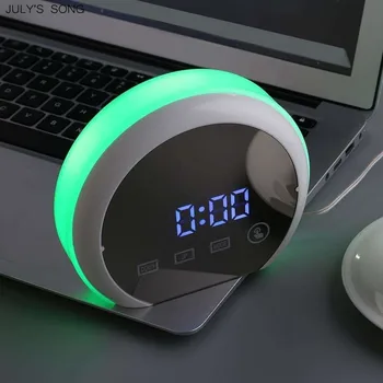 

JULY'S SONG Touch Control Alarm Clock Snooze Mirror LED digital Clocks With Temperature Electronic Table Clock Watch Despertador