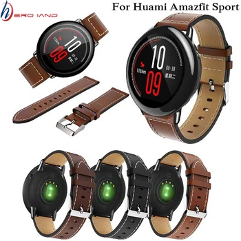 

Band for Xiaomi Huami Amazfit bip correa Sport watch Strap Genuine Leather smartwatch heart rate monitor wristband 22mm Bracelet