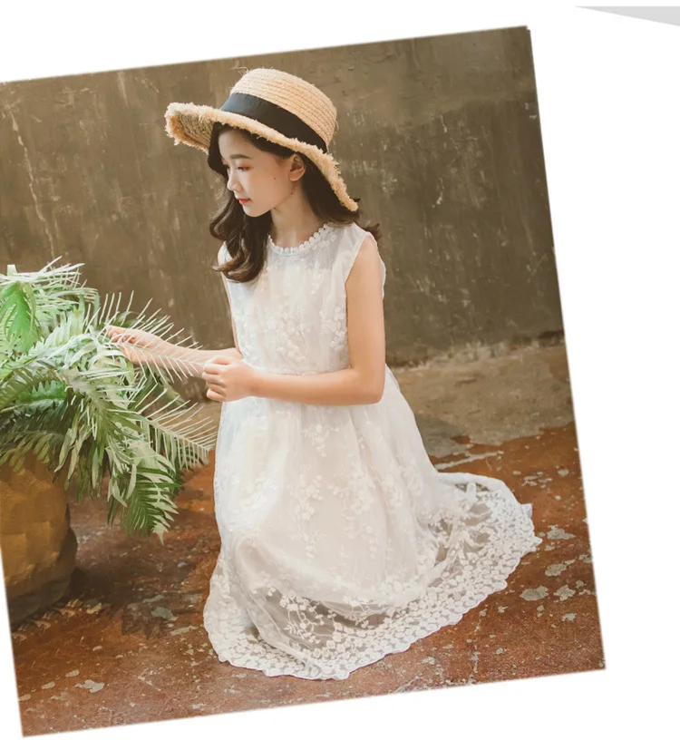 Baby Summer Dress Baby Princess Dress New Girls Lace Dress Kids Dresses High Waist Elegant Holiday Children Sundress,#5214