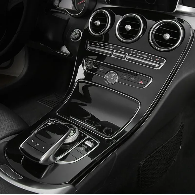 Автомобильный Стайлинг центральная консоль панель декоративная накладка 2 шт. для Mercedes Benz C Class W205 GLC X253- ABS черный модифицированный