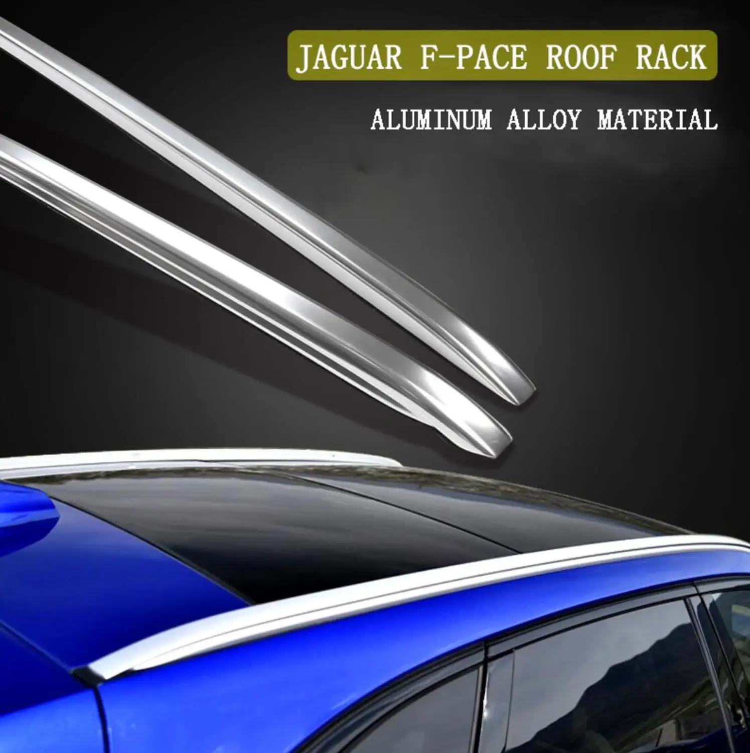 

For Jaguar F-PACE FPACE 2016 2017 Aluminium alloy Silver Top Roof Rails Rack Side Bars Decoration Trim Car Accessories