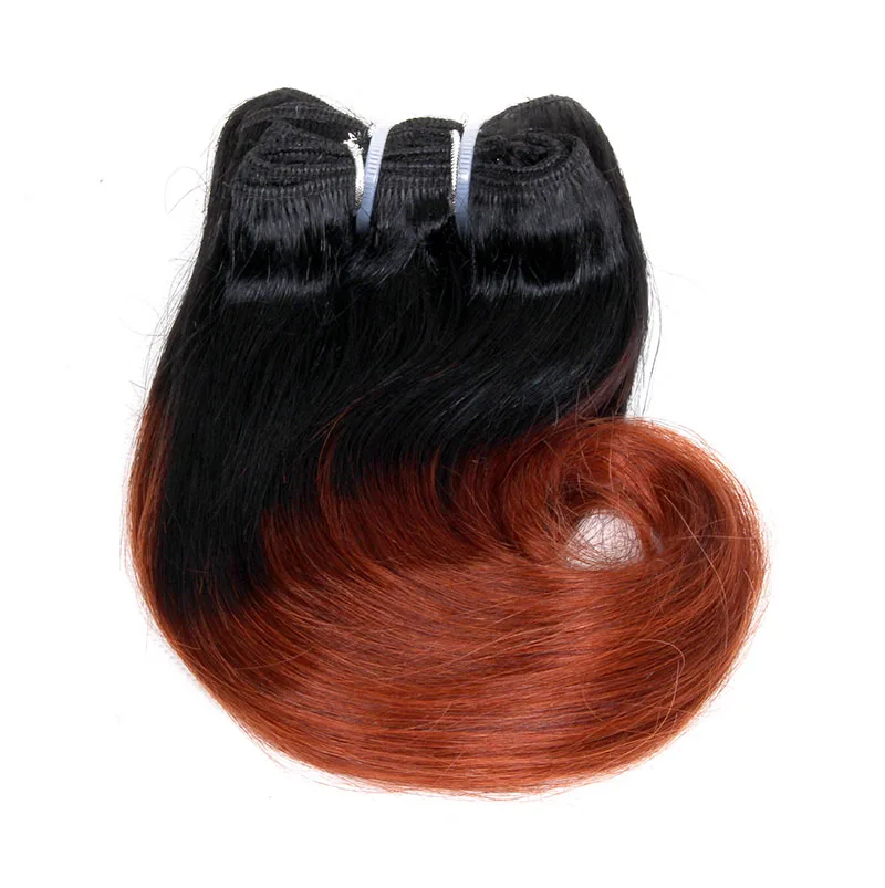 8 дюймовые бразильские волосы объемная волна 4 шт 100 г бразильские пучки волос плетение Омбре цвет короткое переплетение нарощенные кудрявые волосы - Цвет: T1B/350