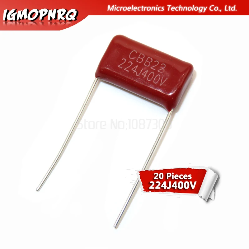 

50pcs/lot 400V224J 400V 0.22UF 220NF 400V 224J 224 CBB Pitch 15MM Polypropylene film capacitor new original free shipping