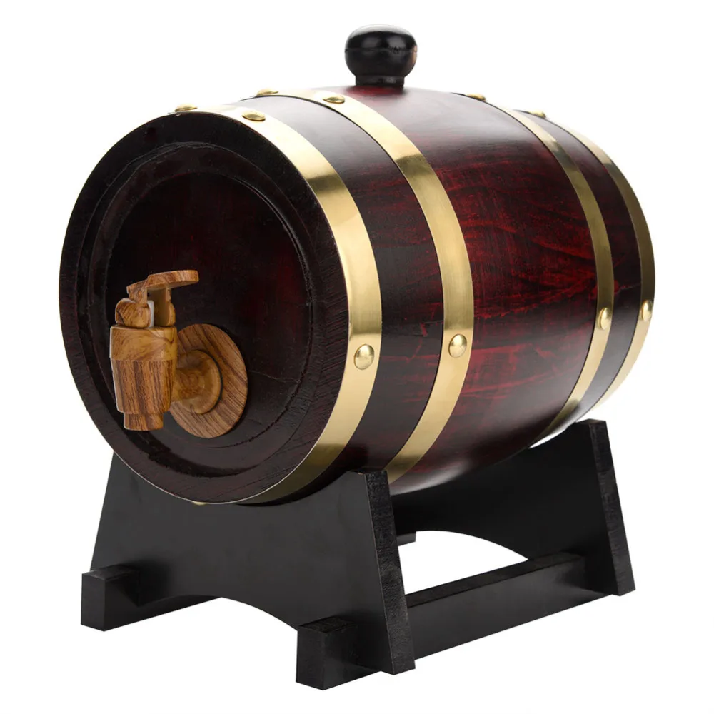 

1.5L Beer Brewing Keg Wine Oak Barrels Brewing Decorative Wooden Barrel Keg Bucket Brewage Hotel Restaurant Exhibition Display