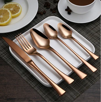 

Hot Sale 4 Pcs/set Rose gold color Dinnerware knife 304 Stainless Steel Western Cutlery Kitchen Food Tableware Dinner Set