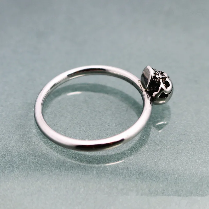 Size 4~9 Cute Mini Skull Ladies Ring 316L Stainless Steel Jewelry Biker Band Ring 2