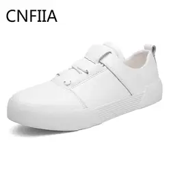 CNFIIA Для мужчин повседневная обувь мужские кожаные кроссовки дизайнер Мужская обувь Элитный бренд белый черный обувь 2018 новый офис ходить