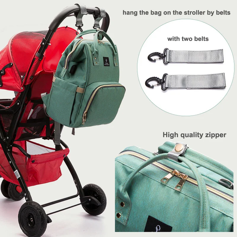 2018 bolsa de pañales con interfaz USB de gran capacidad impermeable bolsa Kits de momia maternidad mochila de viaje de bolso - 4