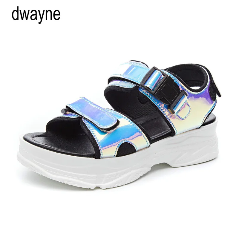 

Women Sandals New Fashion Ladies Casual Shoes Bling Wedges Buckle Strap Platform Shoes 5 CM Summer Sandals 569jk