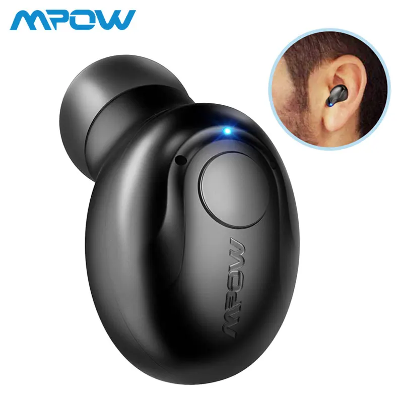 Mpow EM1 Single Bluetooth 4.1 Headphone Wireless Mini Invisible Earpiece In-ear Business Earbud Portable Earphone With Mic/Case