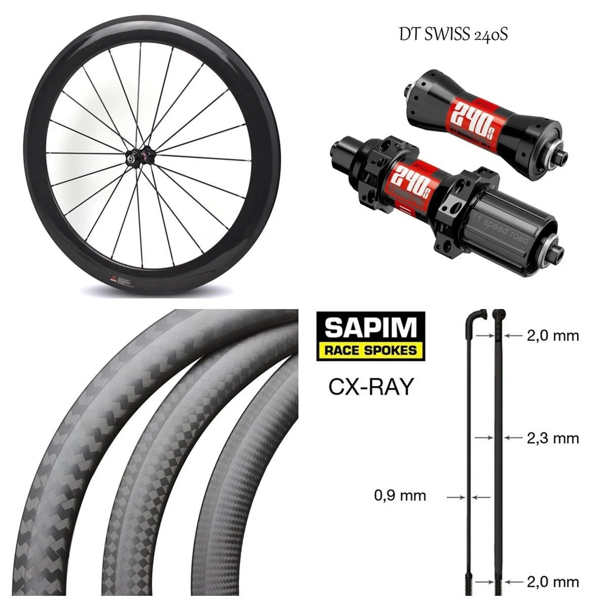 Best High-End Carbon Bicycle Wheel DT240S /DT350S Hub Sapim CX-Ray Spoke 700c Road Bike Wheelset 38mm 50mm 60mm 88mm Clincher Tubular 0