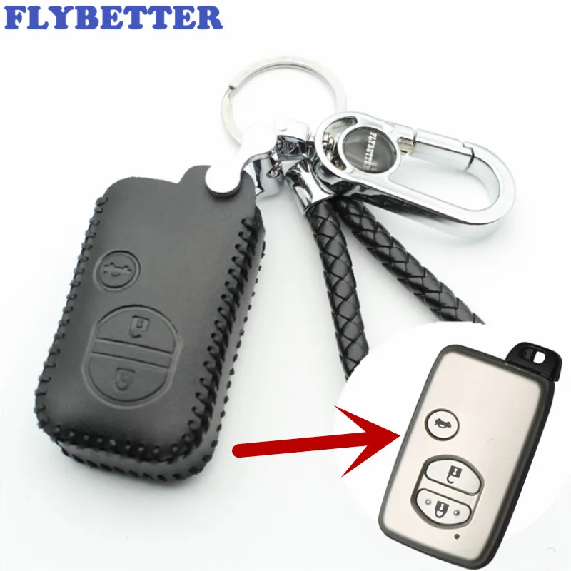 FLYBETTER чехол из натуральной кожи с 3 кнопками для Toyota Prado/Crown/Camry/Reiz автомобильный