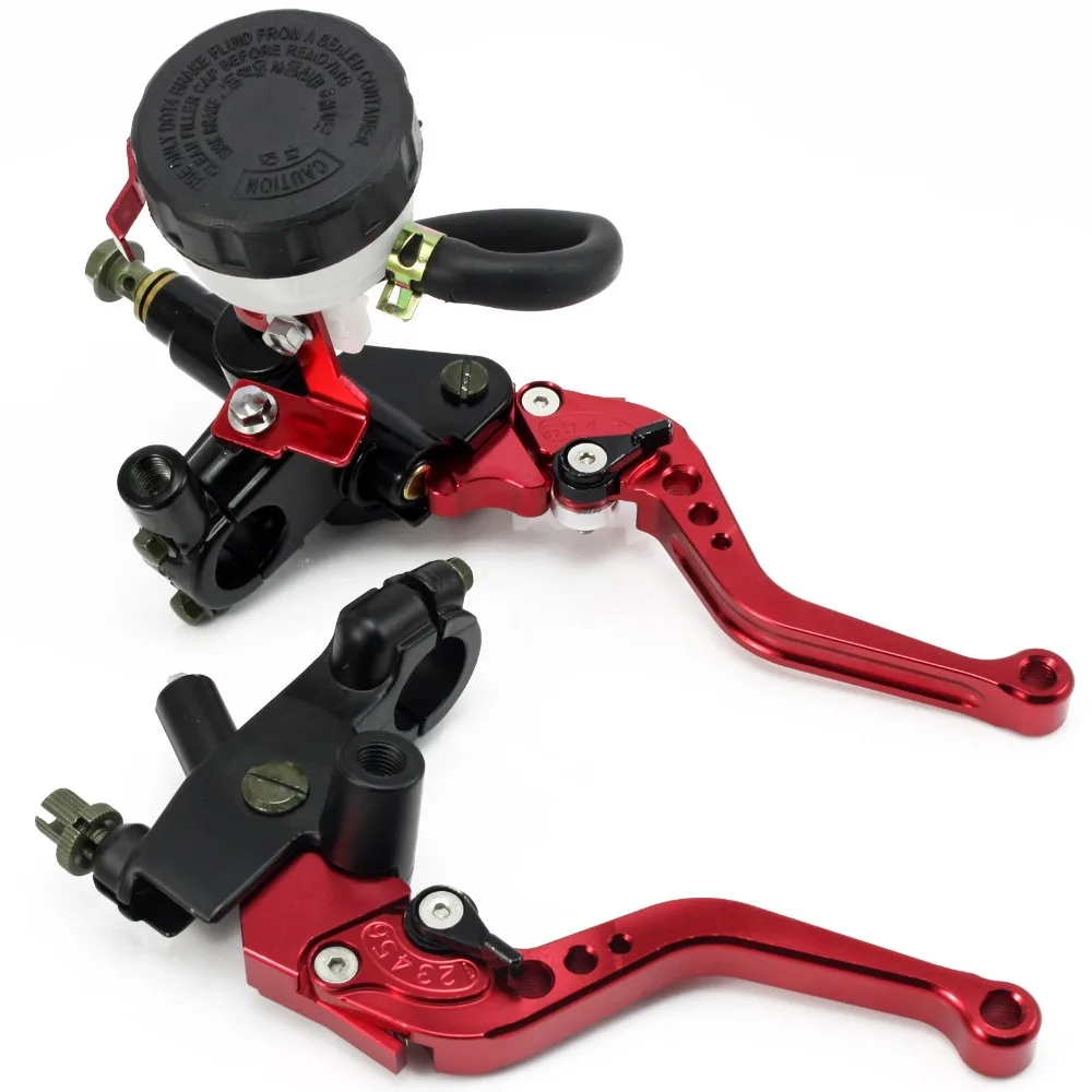 

Universal 7/8" 22mm Red Motorcycle Brake Clutch Master Cylinder Reservoir Levers Set For Honda Suzuki Kawasaki Yamaha D25