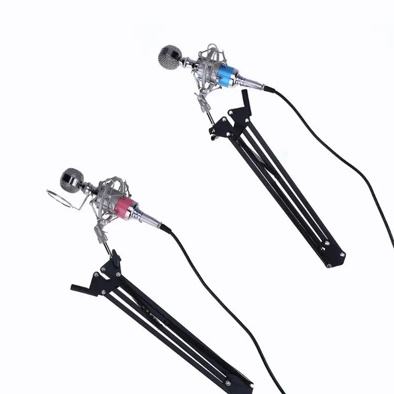 

Professional Wired Microphone Condenser Sound Recording Broadcasting Karaoke Singing Mic with Arm Stand Bracket High Quality
