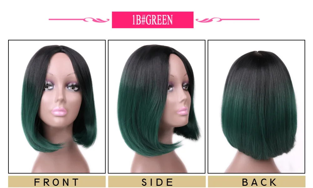 bob wig ombre green 