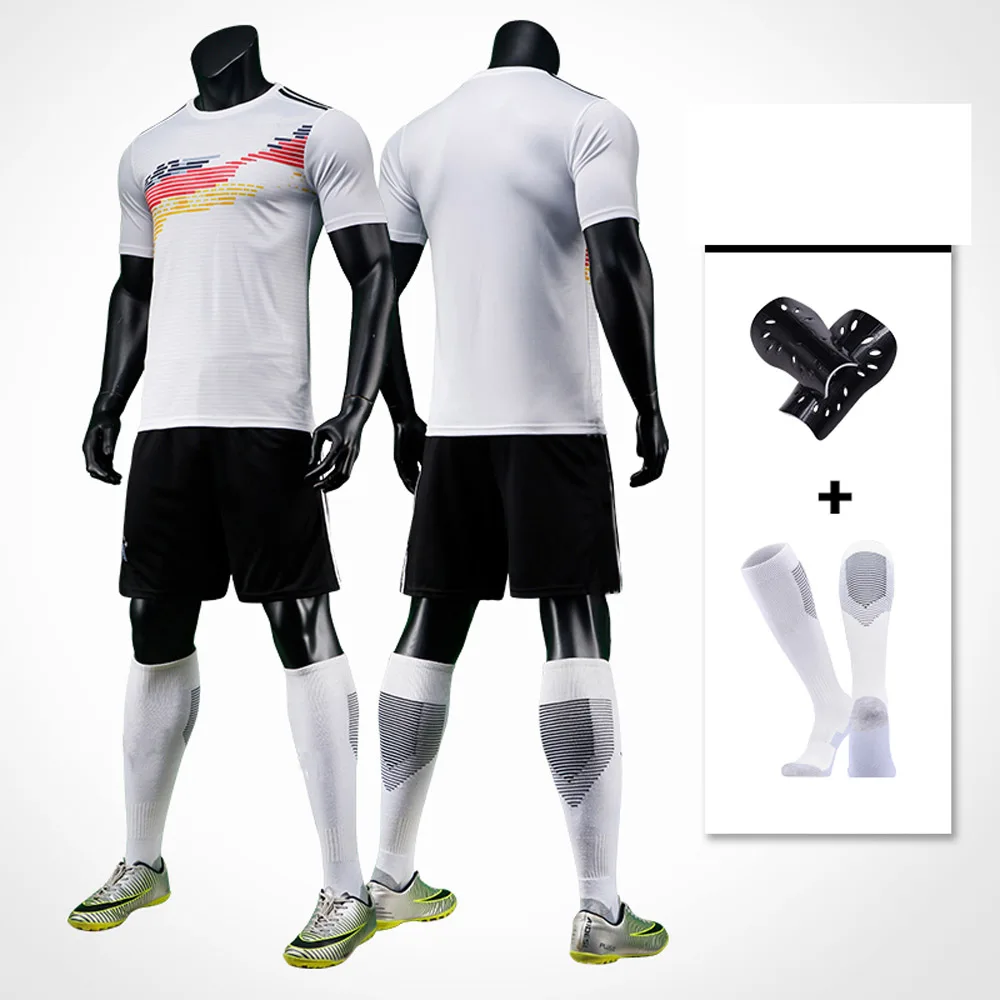 

19 20 Kids Adult Soccer Jerseys Set Football kit Training Suits Uniform for blank custom Sport Jersey with Socks and shin guards