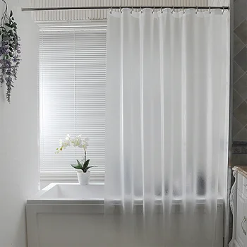 

Modern Plastic Waterproof Punch-free Shower Curtain Translucent Thick Bath Curtains Frosted Atmosphere Partition PEVA Curtain