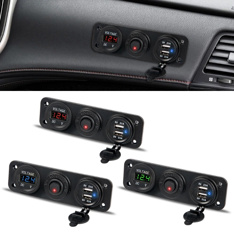 

Free Shipping Free Shipping 12V 24V Dual USB Charger LED Voltmeter With Switch for Car Boat Truck Cell Phone