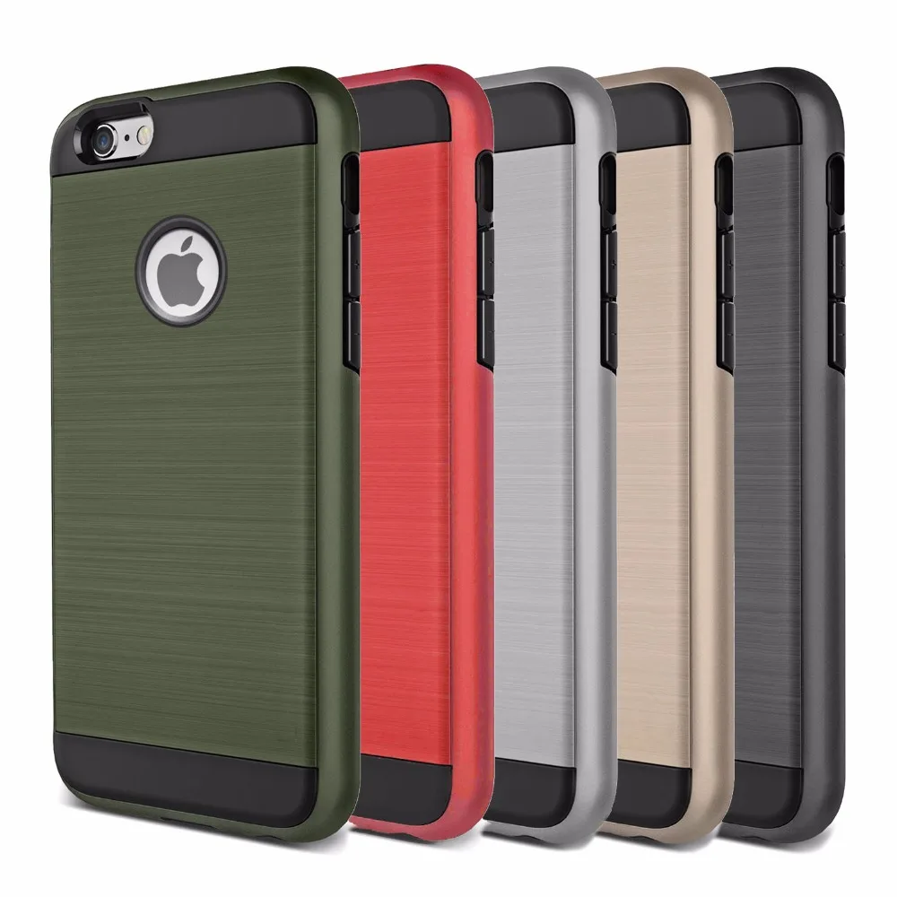

Luxury Slim brushed Rugged Armor Phone Case for iPhone 6 6s Plus Hybrid TPU+PC Shockproof Protective Cover for iphone 5 5S SE