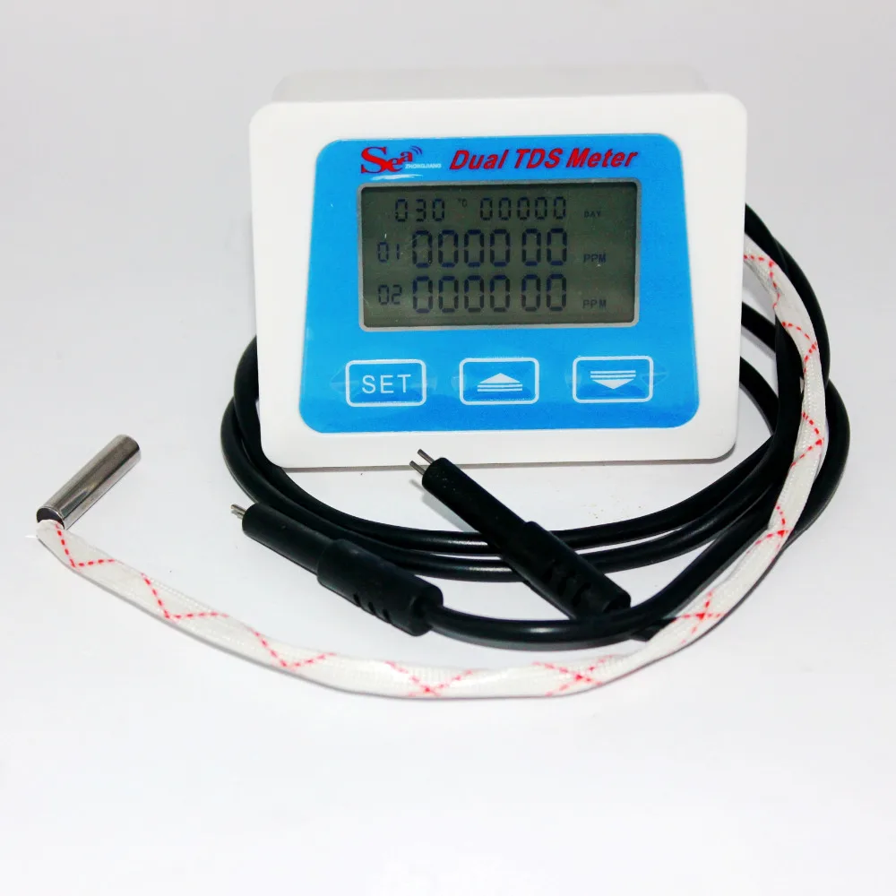 

Digital TDS Meter Dual probe Online test conductivity water quality Tester Monitor Temperature time display