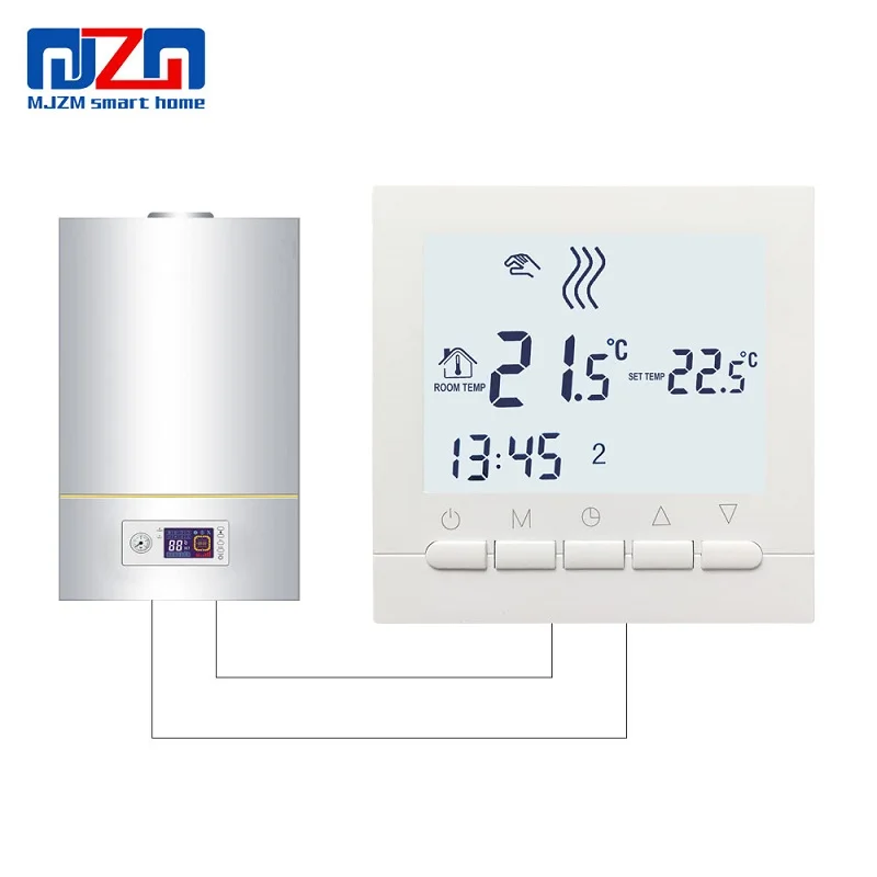 MJZM BGL02-5 ЖК-термостат для газового котла нагревательный температурный контроллер программируемый термостат для Kombi бойлер настенный - Цвет: Белый