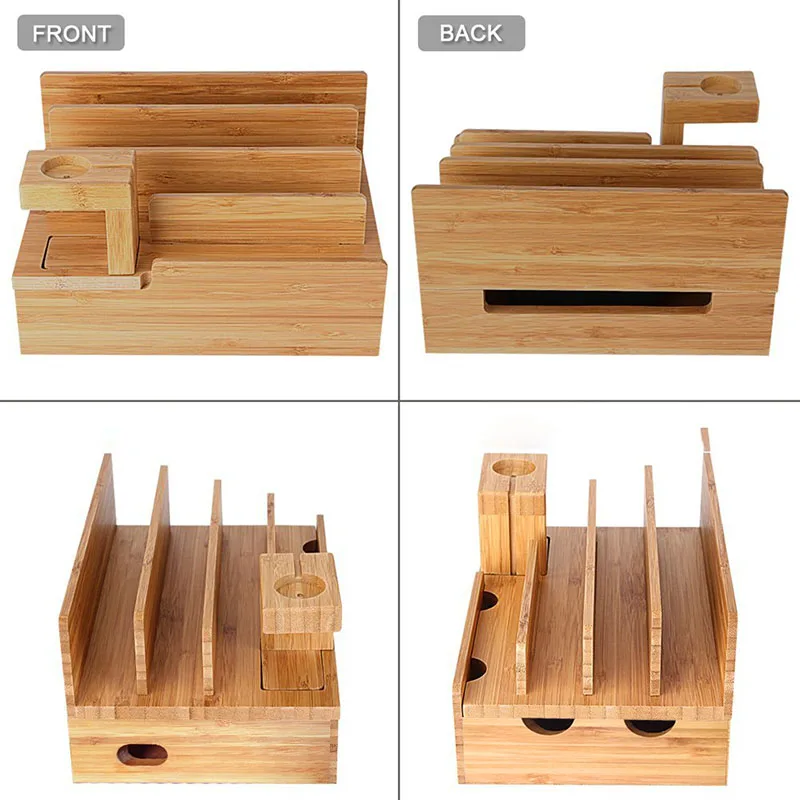 Универсальный держатель для сотового телефона, планшета, ПК, Бамбуковая зарядная док-станция, деревянная подставка для хранения Apple Watch, iPad, iPhone 8X11 Pro