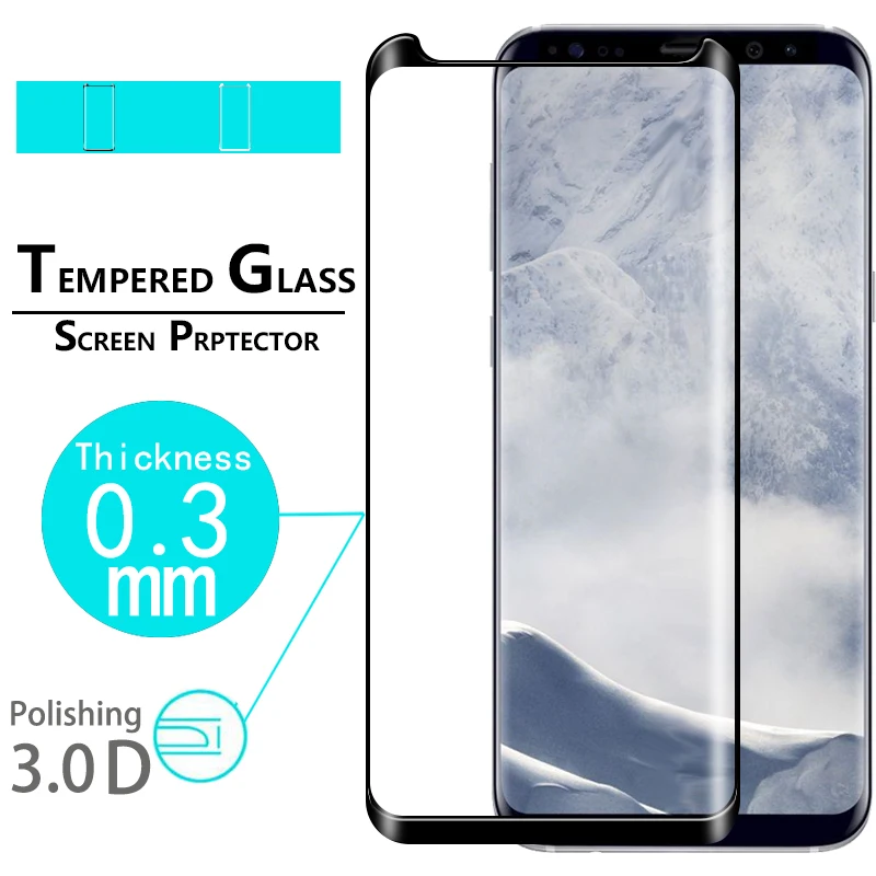 3D изогнутый край Полное покрытие стеклянная пленка для Samsung Galaxy S8 SM-G950F пленка из закаленного стекла Защитная пленка для экрана против царапин