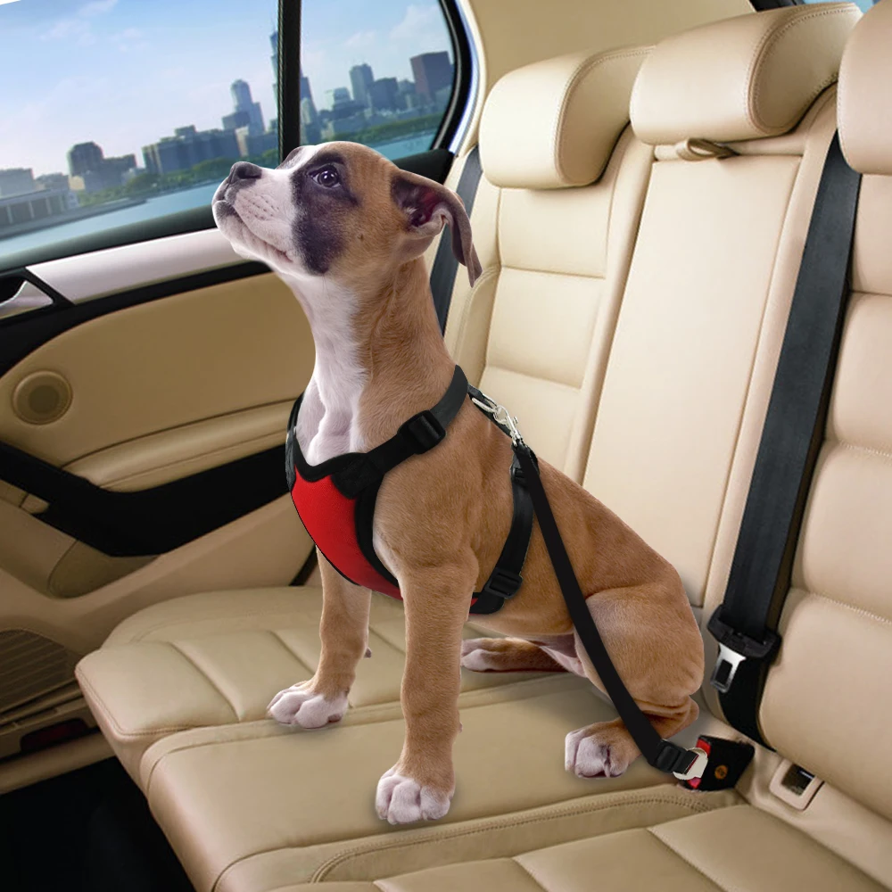 Регулируемая Собака Автомобиль жгут с ремня ведущий клип нейлон мягкая сетка безопасности собака Автомобильная сбруя для средних и