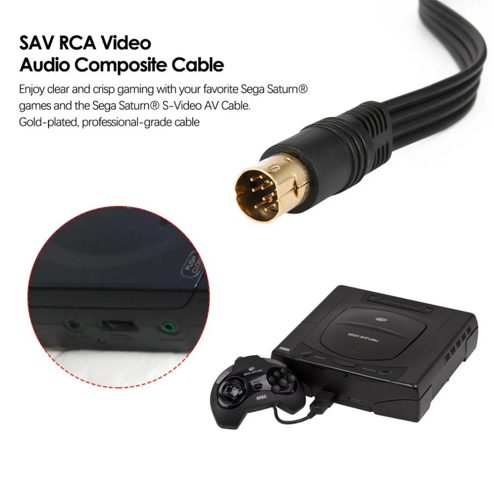 Позолоченный SAV RCA Видео Аудио Композитный кабель для Sega Saturn S-Video AV игровая консоль AV линия