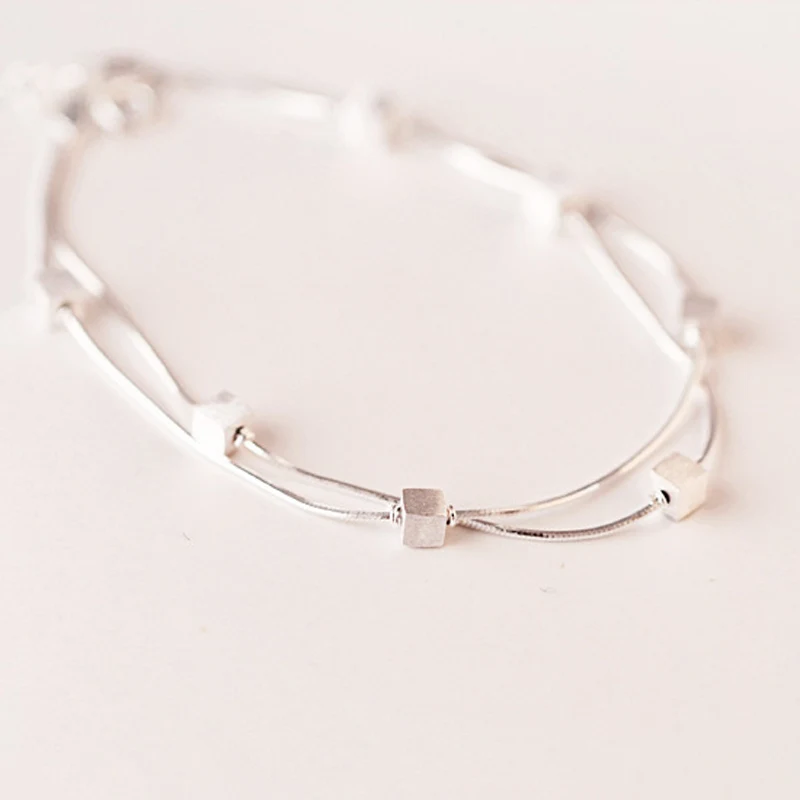 Silver 925 пробы Серебряный браслет женская коробка для рисования браслет столовое серебро для женщин модные подарки - Окраска металла: Silver