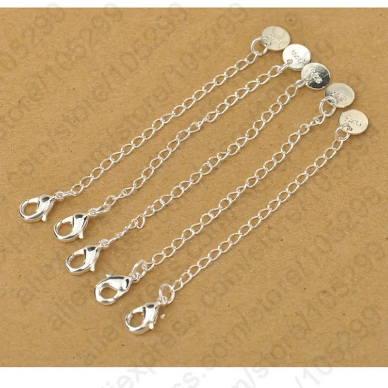 

40pcs 925 Sterling Silver Extension Tail Chains With Tag Lobster Clasps For Necklace Bracelet DIY Jewelry Findings