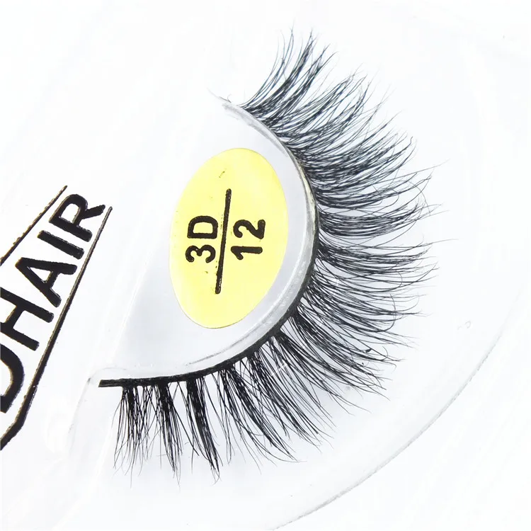 Korea-eyelash Makeup Real Siberian 3D Mink Lash Extensions Wholesale False Thick Eyelashes Long Black Individual Eye Lash 3D-12