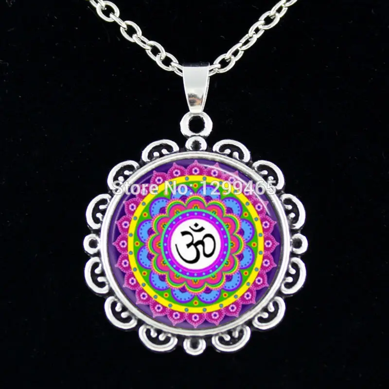 

Discount Handmade Buddhism Mandala Necklace Vintage boho Chakras In Tibetan Necklace Crystal Buddha Yoga Necklace C 025