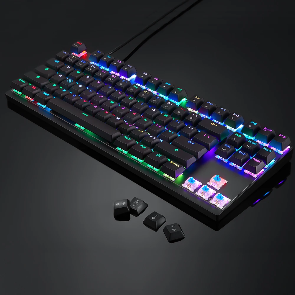  2019 New Motospeed K82 PUBG Gaming Mechanical Keyboard RGB LED Backlight USB Wired 87 Keys Keyboard