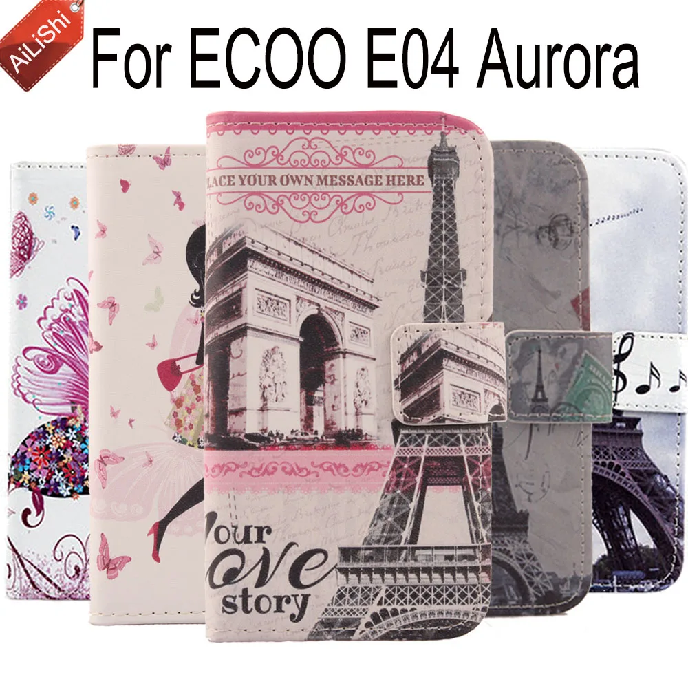 Phone Accessory For ECOO E04 Aurora High Quality PU Leather Case Colorful Painted Cover Skin Optional Flip In Stock