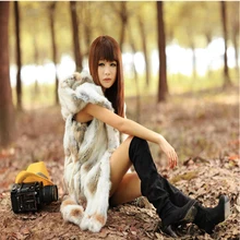 Жилет из натурального кроличьего меха, женская жилетка из кроличьего меха с капюшоном, жилет средней длины BE1549