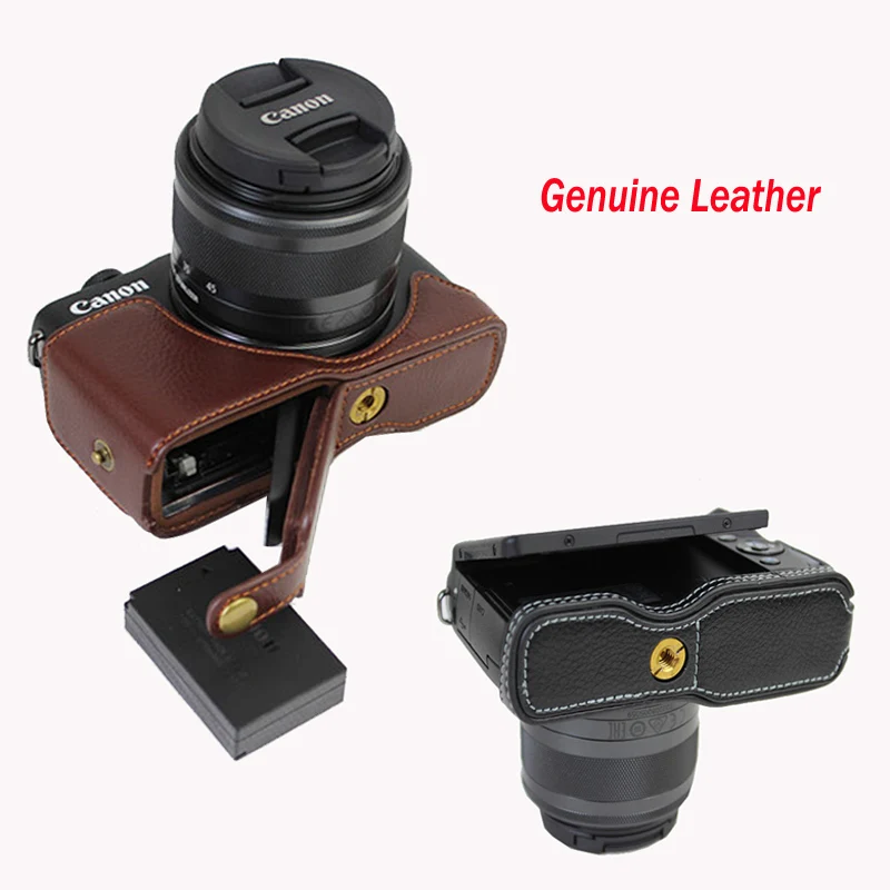 

Genuine Leather case Half Body Camera bottom BASE For Canon EOS M100 M10 (Any Lens) With Battery Opening,Free Shipping