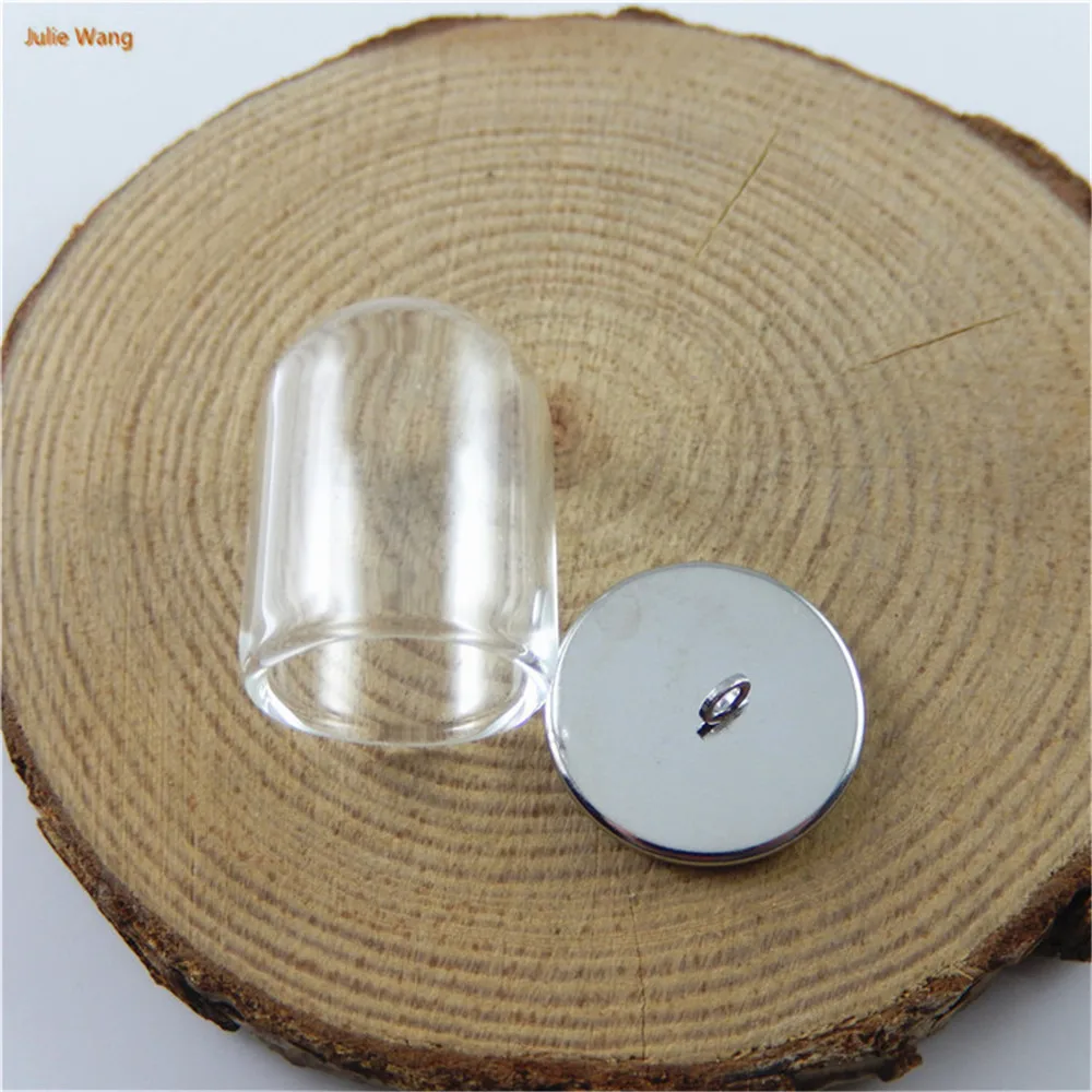 

Julie Wang 4sets Exquisite Round Base+Glass Gift Drift Christmas bottles Pendants Charms Jewelry Finding Handcrafts Accessory