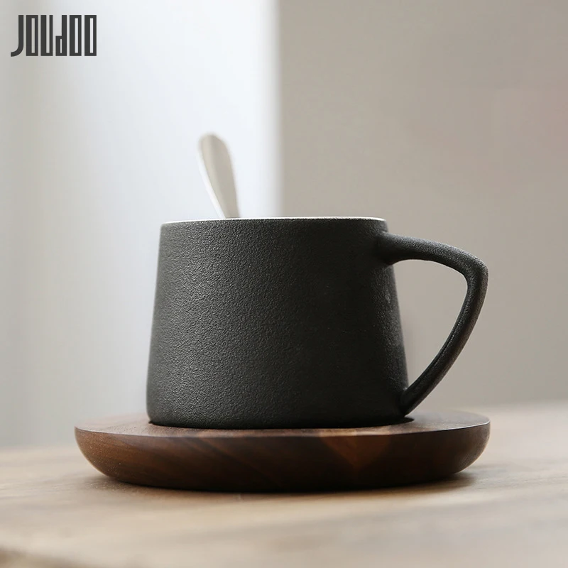 

JOUDOO Scrub Ceramic Coffee Cup With Coaster Brief Afternoon Red Tea Cups High Quality Home Office Coffee Milk Frosted Mug 35
