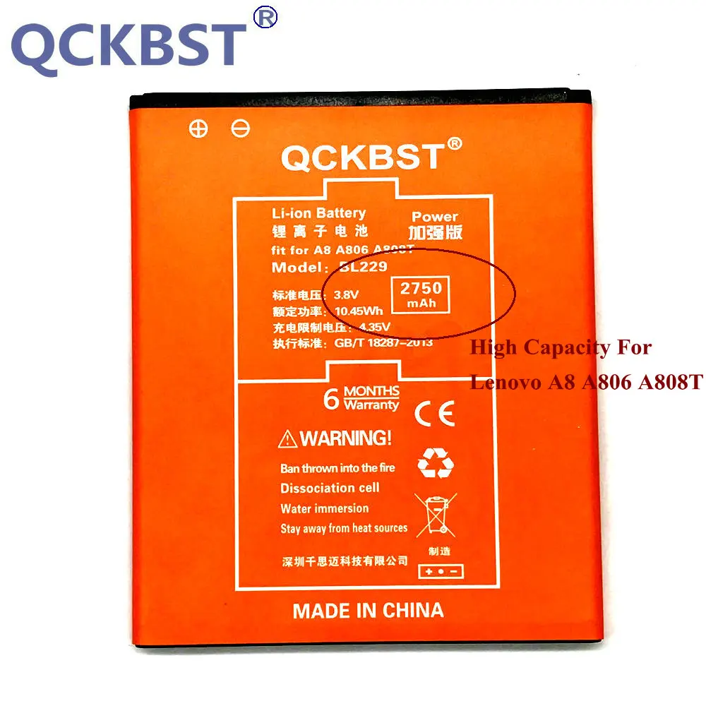 Аккумуляторная батарея BL229 для телефона Lenovo A8 A806 A808T 2750 мАч|battery for lenovo|battery forbl229